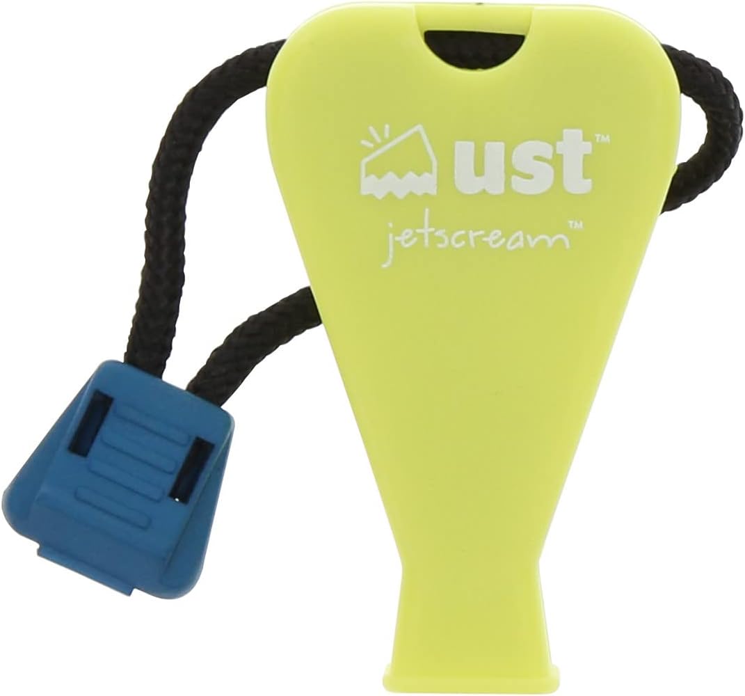 UST JetScream Floating Whistle with Powerful 122 dB Signal, Compact, Pea-Less Lightweight Design and Lanyard for Use in Emergency Situations and Outdoor Survival