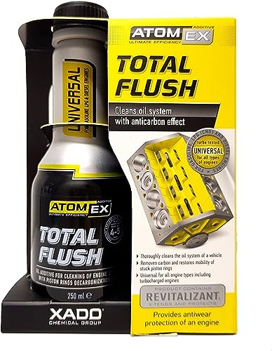 XADO Desatascador de motor Total Flush – Limpiador de motor para motores de gasolina, diésel, GLP – Enjuague del motor con revitalizante, elimina el barro, descoctante anillos de pistón, reduce el