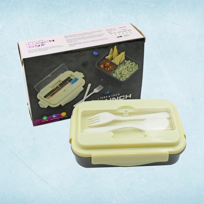 Image of 3-Compartment Insulated Lunch Box - Portable Food Container for Kids & Adults - Includes 2 Spoons, Keeps Food Warm - Ideal for School, Office & Travel
