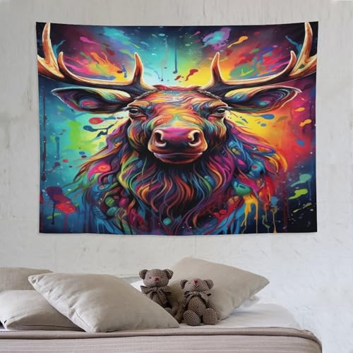Tapisserie tenture murale élan avec impression 3D haute définition