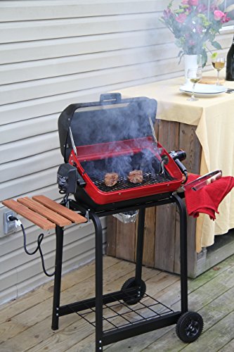 Americana Electric Cart Grill With Two Folding, Composite-Wood Side Tables And Wire Shelf #TOP3