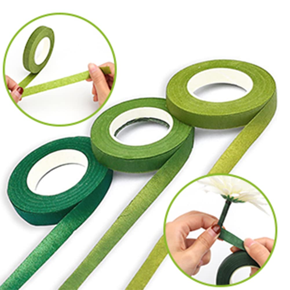 2 rollen bloementape, groene bloemenband, 6 mm breed