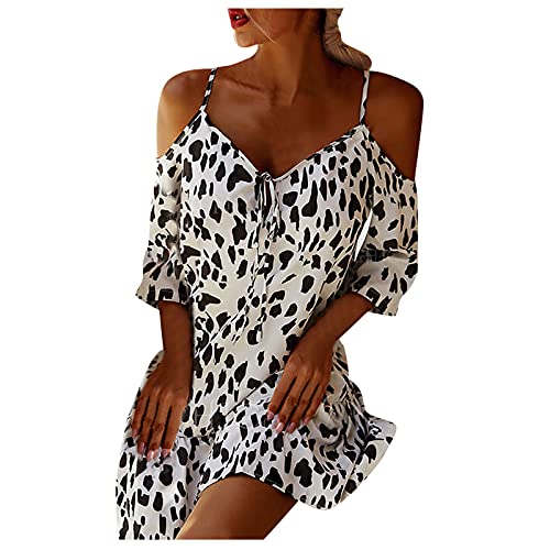 Robe maxi col en V imprimé léopard pour femme à la coupe longue de fête chic
