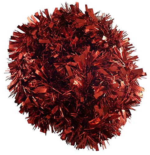 SHATCHI 1.8m/6ft Red Luxury Deluxe Chunky Christmas Tinsel Garland Xmas Tree Decorations