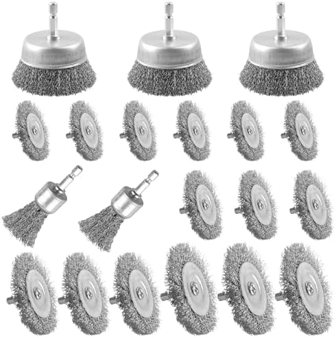 20 PCS Carbon Steel Wire Wheel Cup Brush Set with 1/4" Hex Shank