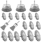 WENHUALI Wire Wheel Cup Brush Set, 20 PCS with 1/4'' Hex Shank, Drill Attachment, Great for Rust/Corrosion/Paint Removal - Extend Life & Reduced Wire Break