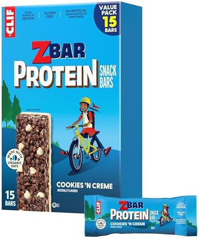 Zbar Protein - Cookies 'n Creme - Crispy Whole Grain Snack Bars - Made with Organic Oats - Non-GMO - 5g Protein - 1.27 oz. (15 Pack)