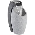 Waterfall Modern Outdoor Floor Water Fountain with LED Light Plug-in Gray Black Faux Stone 25" for Yard Garden Patio Backyard Deck Home Lawn Porch House Exterior Balcony - John Timberland