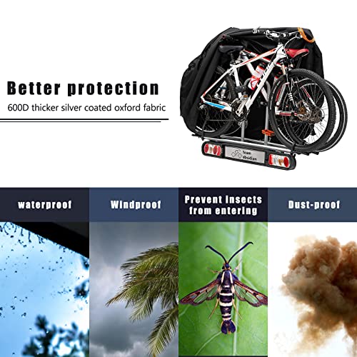 Maizoa Bicycle Cover For Transportation, Outdoor Storage Of 2 Bicycles, 600D Oxford Tear-Resistant High-Pressure Waterproof And Sun-Proof Material, Suitable For Car And Truck Transportation Of Bicycle Cover, When Traveling #TOP5