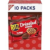 RITZ Drizzled Minis Fudge Crackers, Bulk Lunch Snacks for Kids and Adults, 10-0.9 oz Snack Packs