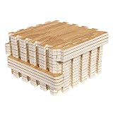 Smabee 16pcs Interlocking Printed Wood Grain EVA Foam Mats Protective Floor Tiles Exercise Play Mat