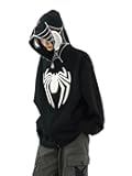 Y2K Hip Hop Spider Hoodie for Women Men Graphic Full Zip up Hoodies Oversized Kawaii Hoodies Spider Jacket