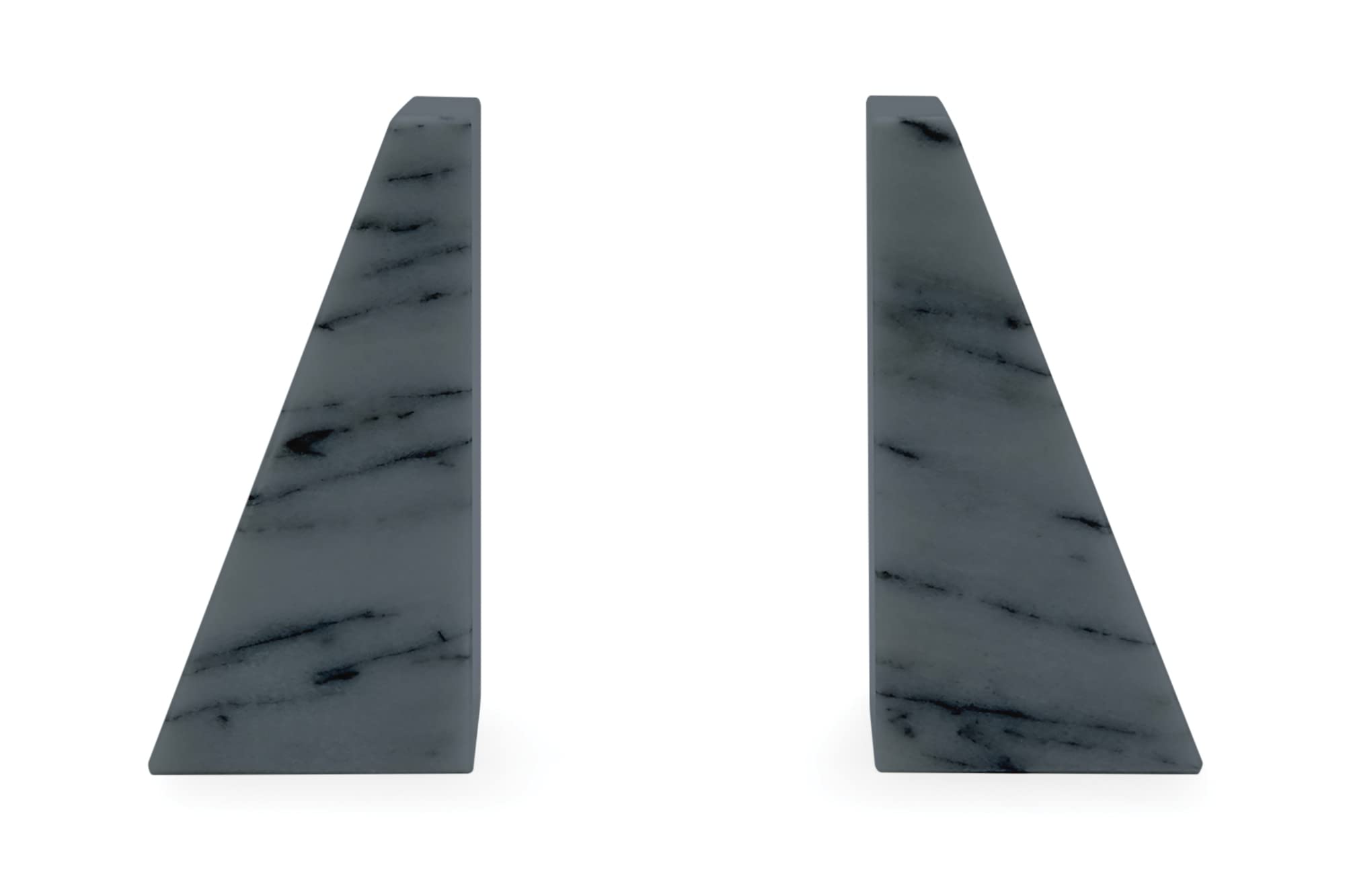 Gray Marble Book Ends Set of 2, Grey, Triangular - Image 2