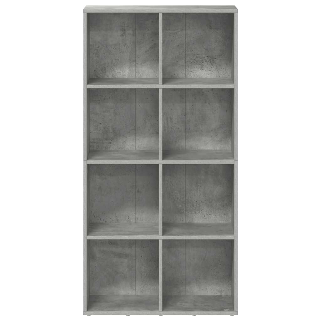 Biblioteka 8 przegródek Szary Beton 66x30x130 cm Drewno Ingenierie | Półka na książki Czasopisma DVD, zastosowanie poziome lub pionowe, łatwy montaż