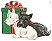 Scottish Terriers Christmas Ornament Handcrafted Wood, Red Gift Bow Mid-Century Modern 1950s Card, Black White Scotties, Dog Lover's Gift