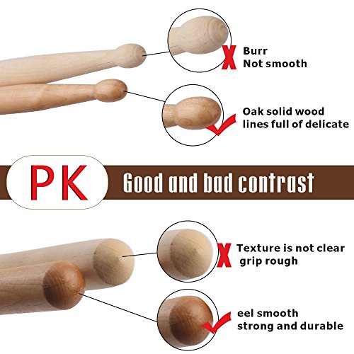 5A Drumsticks, Aiex 3 Pair Drum Sticks Classic Maple Wood Drumsticks Wood Tip Drumstick For Students And Adults (With Waterproof Bag) #TOP2