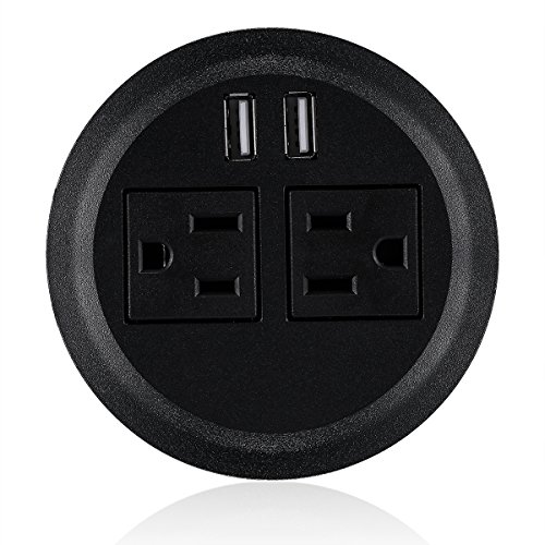 Kungfuking Desktop Power Grommet Power Outlet Socket Desk Data Center 2 Outlet With 2 Usb Ports With 10 Ft Extension Cord #TOP2