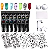 Nagelstempel Gel Set, Biutee Stamping Gel Nagellack Set, 7 Stück 8ml Nail Stamping Gel, 5pcs Nail...