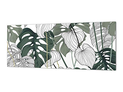Modern glass splashback - Tempered kitchen glass panel Flowers&Plants Series BBS04B: