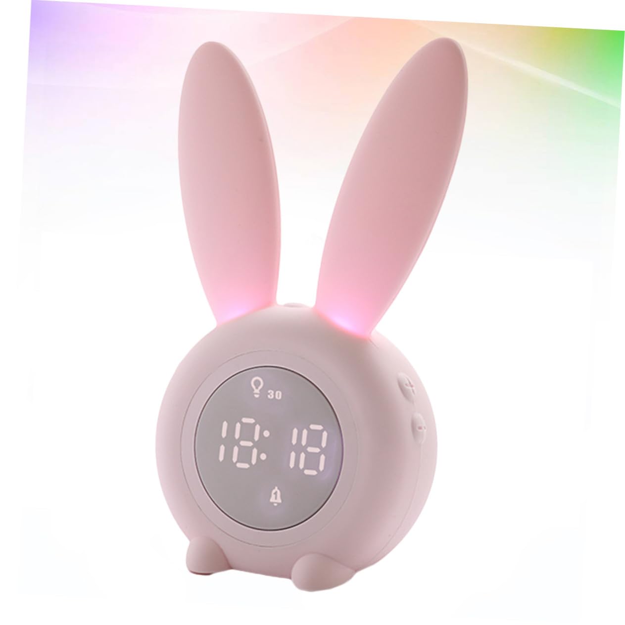 VALICLUD Reloj Despertador Infantil LED con Orejas de Conejo Recargable USB Magnético y Colgante Pequeño y Silencioso para Escritorio Color Rosa