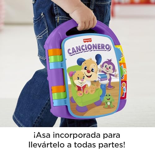 Miniatura 5 de Fisher-Price Ríe y Aprende Libro Interactivo de Aprendizaje Cancionero, Juguete con Luces y Sonidos para bebé +6 Meses, versión español (FRC69)