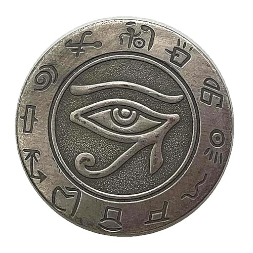 KONGZIZZW Monedas errantesAntiguo Egipto Ojo del Cielo Latón Medalla de Plata Antigua Monedas mágicas artesanales Colección de Monedas de Plata y Cobre -predeterminado