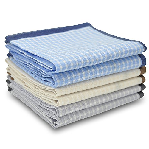 Selected Hanky 100% Cotton Men's Handkerchief 6 Piece Gift Set, Pattern 12