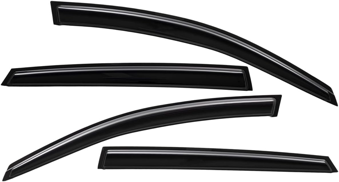 Lightronic WV94373 Outside-Mount Side Window Visor Deflector Rain Guard, Dark Smoke Shatterproof, 4-Pieces Set for 2012-2018 Ford Focus Sedan & Hatchback Outside Mount