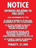 Notice Offences Relating to Fire Exits Rustic Sign 8'x12', Metal Wall Decor, Home Cafe Bar Kitchen Outdoor Office Building Fire Safety Emergency Exit Compliance Alert