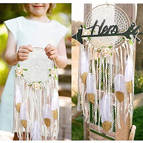 Attrape-rêves Bohème Ikasus - Noir Et Blanc Avec Plumes, Décoration Murale Artisanale