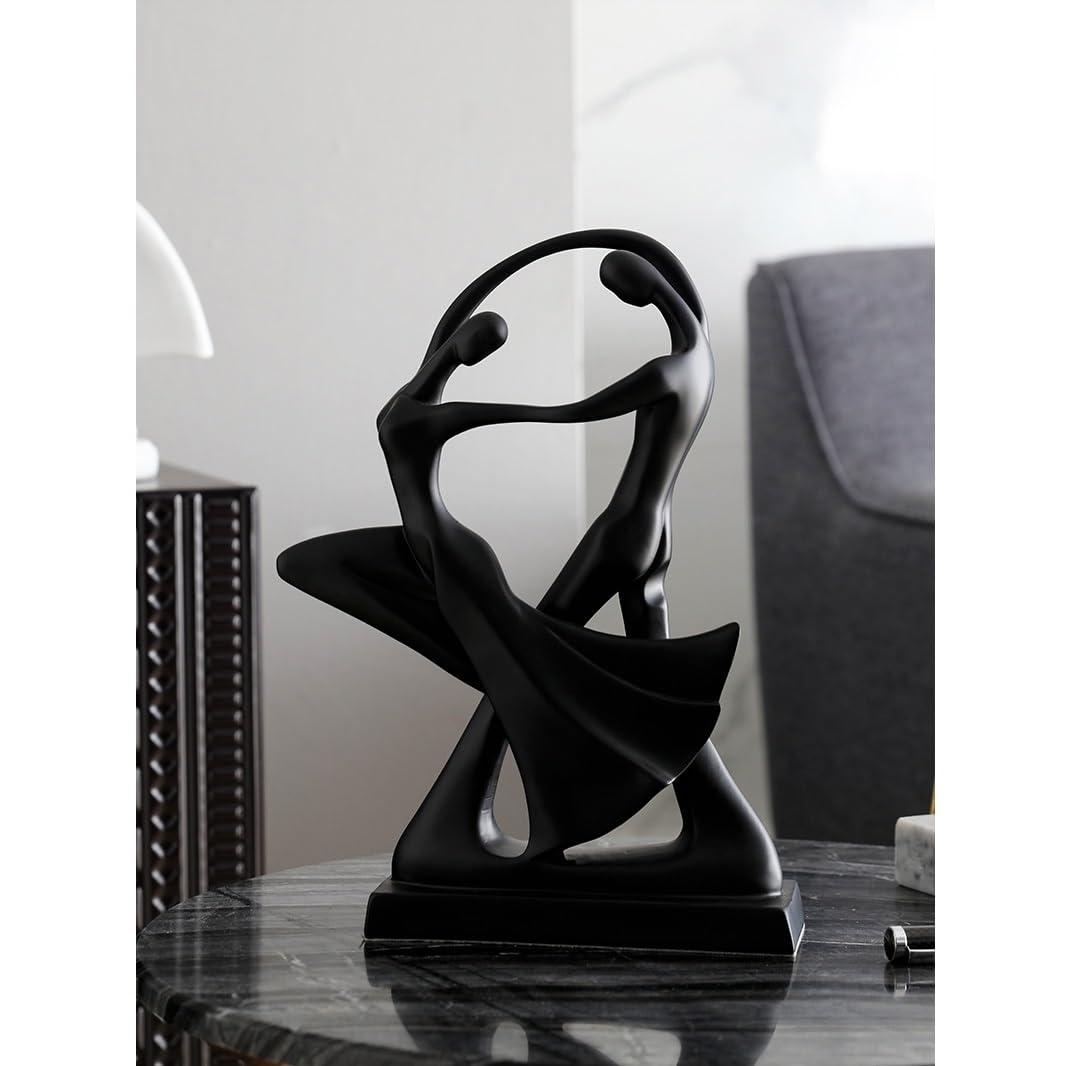 Esculturas de Arte Adornos de Arte Abstracto Escritorio con Bailarinas en Blanco y Negro, Figuras Creativas, Decoraciones Modernas Sencillas for el hogar