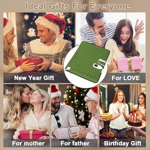 Image of Heating Pad,Electric Heating Pads,Heating Pad for Back,Green,24x20 Inch | Heating Pads for Shoulder,Neck,Abdomen,Knee,Arms,Legs,Heat Pad for Birthday Father Mother Gift Women Men,6 Heat Settings