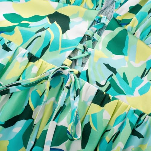 Image of GRACE KARIN 2026 Women's Spaghetti Vacation Sundress Summer Beach Flowy Boho Floral Maxi Dresses with Pockets Green Yellow Floral L