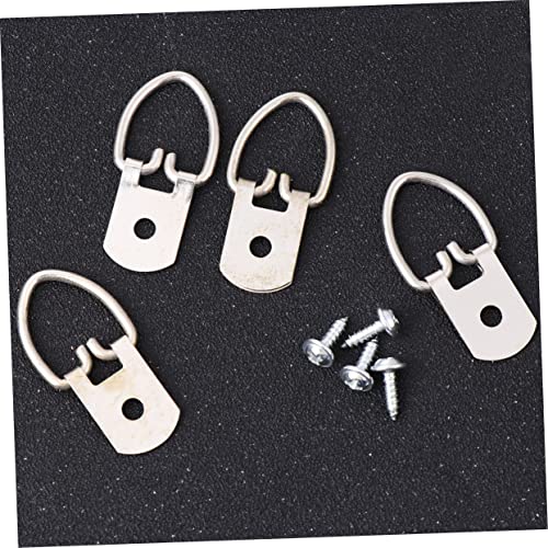 Image of 200Pcs D Ring Picture Frame Hooks with Screws Heavy Duty Wall Fixing Hardware for Hanging Photos Paintings and Artwork Includes Hooks and Screws