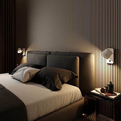 Image of Aisilan LED Plug in Wall Sconce with Touch Dimmable Control Adjustable Wall Mounted Lamp Angle Anti-Glare Matte White Aluminum Bedside Reading Wall Lights for Bedroom Living Room