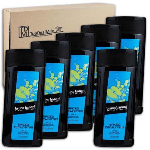 Shower Gel Bruno Banani Spiced Eucalyptus pack de 6 botes de 250 ml para higiene diaria
