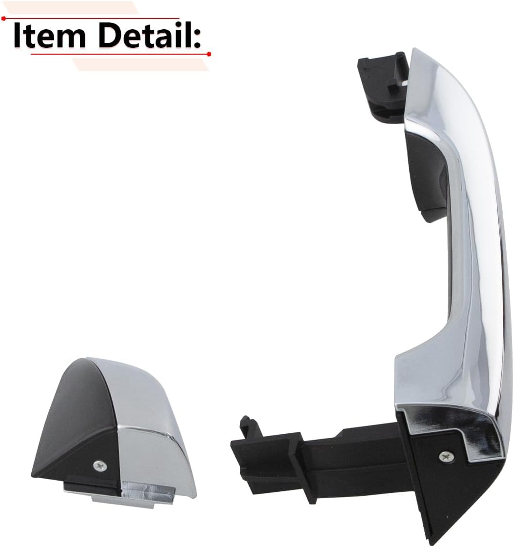 RLB-HILON Front Left Exterior Door Handle with Cap Compatible with Kia Optima 2016 2017 2018 2019 2020 Year, Chrome with Black Color