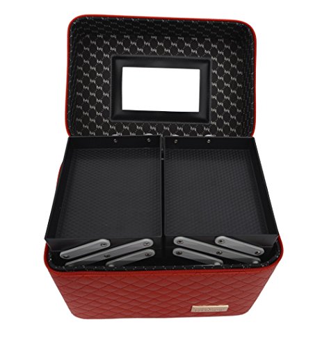 Store2508 Professional Beauty Make Up Case Nail Cosmetic Box Vanity Case (28 * 23 * 19 Cm) (Red) - Image 5