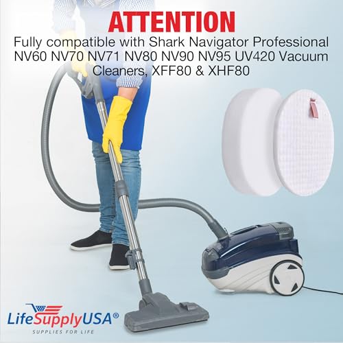 LifeSupplyUSA Vacuum Foam and Felt Filter Replacement Compatible with Shark Navigator Professional NV60 NV70 NV71 NV80 NV90 NV95 UV420 Vacuum Cleaners, Part XFF80 - Thumbnail 2