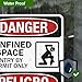 Danger Confined Space Entry By Permit Only With Graphic Bilingual Sign, 10x7 Inches, 4 Mil Vinyl Decal Stickers Weather Resistant, Made in USA by My Sign Center