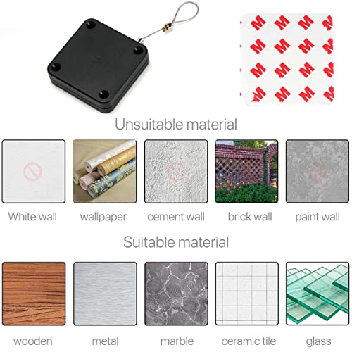 2 Pieces Plastic Door Closer Black Punch-Free Automatic Close Heavy Duty Auto With Steel Drawstring (Black) #TOP2