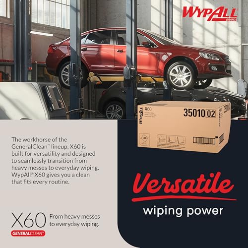 Image of WypAll GeneralClean X60 Cloths Multi-Task Cleaning Wipes (35010), Strong and Absorbent Towels, White (3 Packs of 100 Sheets, 300 Sheet Total)