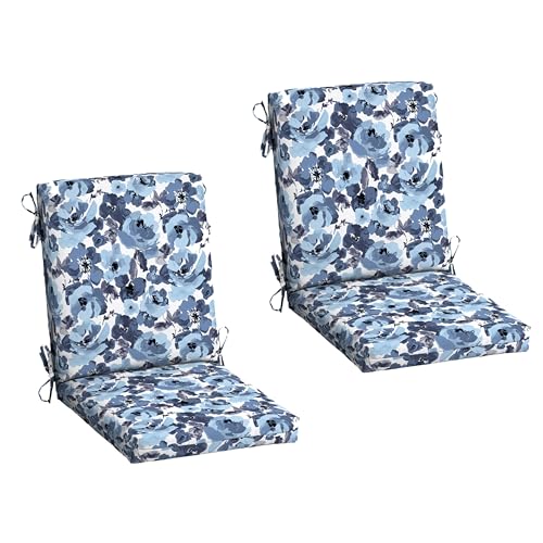 Arden 2-Pack Outdoor Patio Dining Chair Cushion, 20x44, Rain-Proof Seat Pad, Fade-Resistant Outdoor...