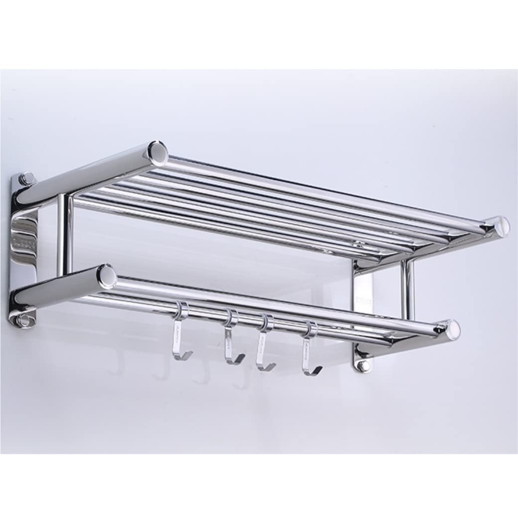Rack Toallas Toallero De Acero Inoxidable con Gancho, Montado En La Pared, Doble, Estante Baño para El Hogar Accesorios De Baño(40cm)