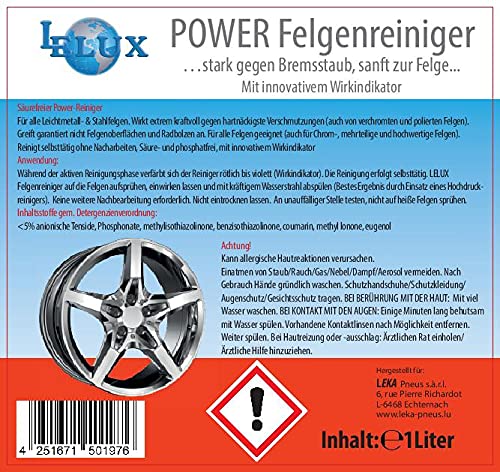 Power FELGENREINIGER 12X 1L SPRÜHFLASCHE Felgenreiniger Alufelgen Stahlfelgen Säurefrei Reifen