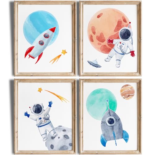 Image of DREAM BIG PRINTABLES Kids Space Decor Art Prints (Set of 4) - Unframed - 8x10s | Living Room Décor | Classroom Décor | Bedroom Wall Art | Bedroom Wall décor