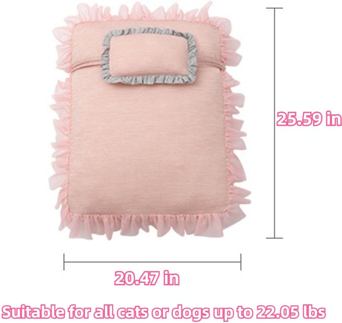 Dog Bed Washable Princess Cat Couch Soft Plush Pet Sofa Nest Mat Anti-Slip Puppy Beds Cute Cozy Kitten Doggy Kennel Cushion Small Medium Dogs Cats Sleeping Pad (Pink)
