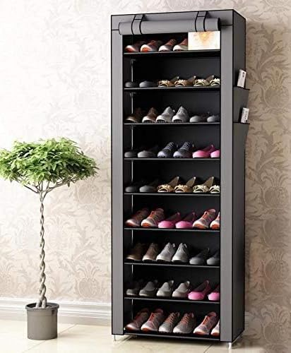 Miniatura 3 de Zapatero de 9 niveles con cubierta a prueba de polvo, armario organizador de zapatos, color gris