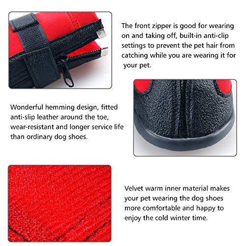Urbest Dog Winter Shoes, Dog Boots Sports Non-Slip Pet Dog Pu Leather Reflective And Rugged Anti-Slip Sole Water Resistant Puppy Boots Rain Shoes, 2 Pairs (Xl, Red) #TOP3