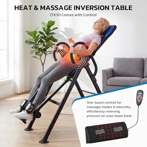 Image of YOLEO Gravity Inversion Table for Back Pain Relief 2026 New Inversion Table w /Heat and Massage Lumbar pad Back Stretcher Machine 300 lbs